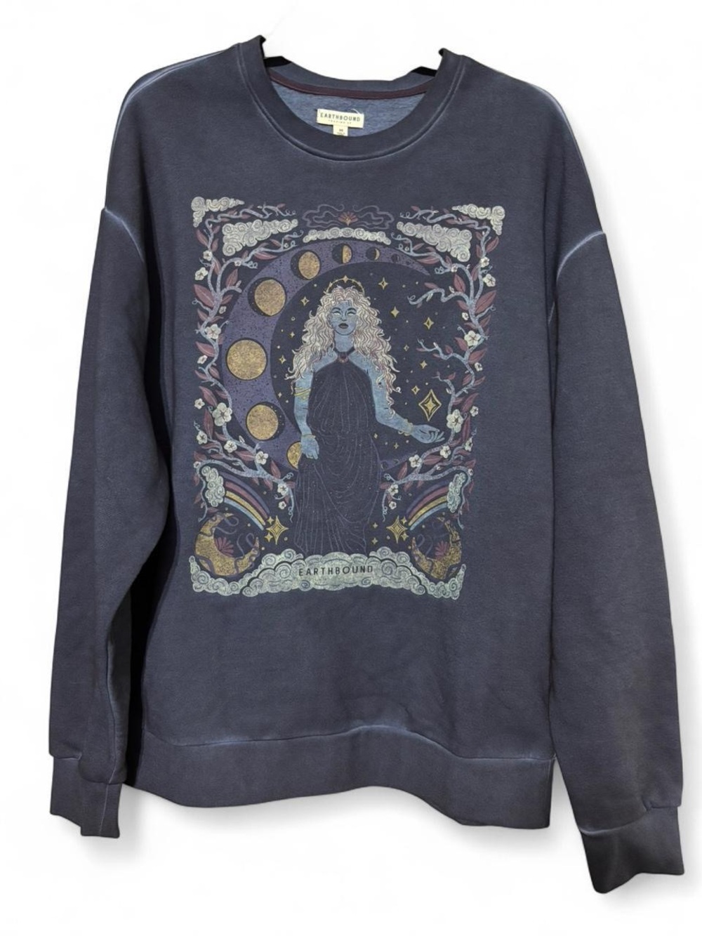 EARTHBOUND Navy Crewneck Sweatshirt with Logo Tag